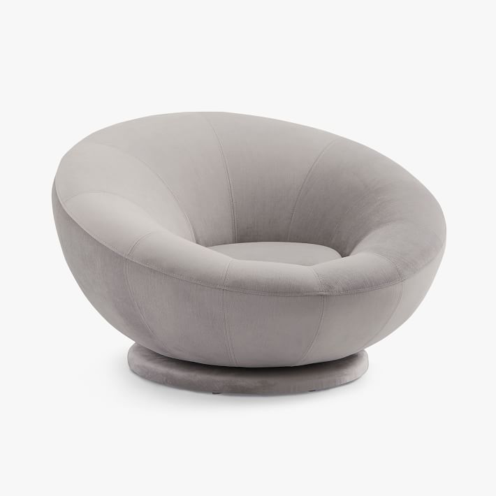 Lustre Velvet Light Grey Groovy Swivel
