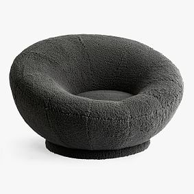 Sherpa Charcoal Groovy Swivel Chair