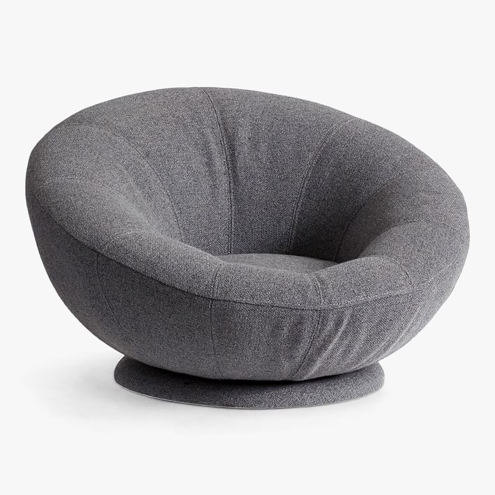 Tweed Charcoal Groovy Swivel Chair