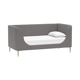 Lana Upholstered Daybed, Single, Distressed Velvet Metal