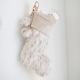 Snow-Cat Faux-Fur Stocking