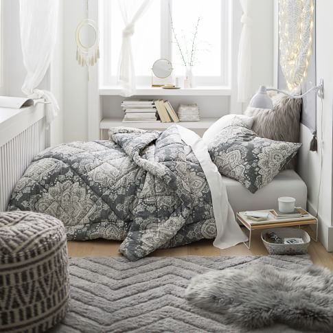 Monochromatic Paisley Bedroom