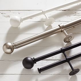 Classic Ball Finial &amp; Hardware Set - Brushed Nickel