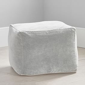 Velvet Gray Lounge Pouf