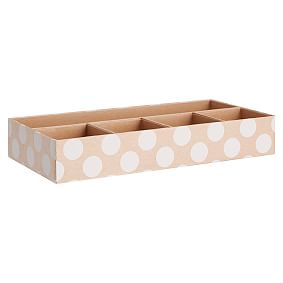 Printed Paper Desk Accessories Set, Natural Kraft &amp; White Dot