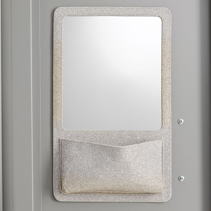 Silver/Gold Ombre Glitter Locker Mirror Pocket