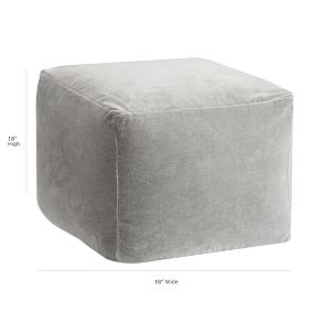 Velvet Gray Lounge Pouf