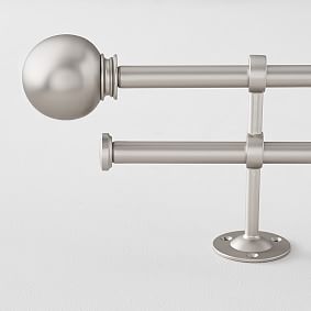 Classic Ball Finial &amp; Hardware Set - Brushed Nickel