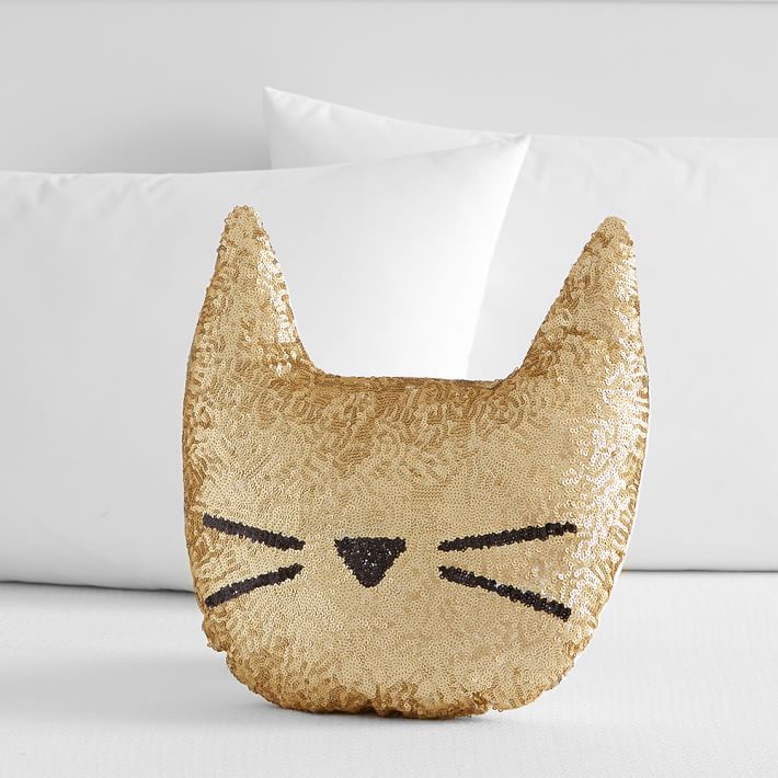 Sequin shops cat pillow