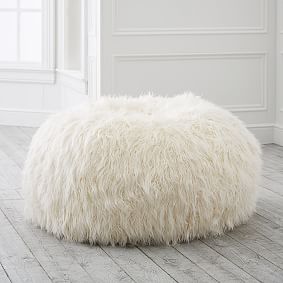 Furlicious Ivory Faux-Fur Bean Bag Chair Slipcover