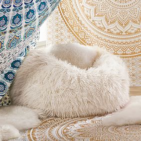 Furlicious Ivory Faux-Fur Bean Bag Chair Slipcover