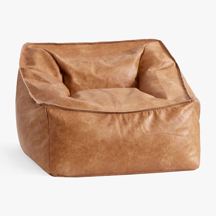 Faux Leather Caramel Modern Lounger