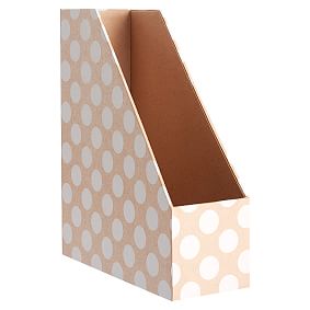 Printed Paper Desk Accessories Set, Natural Kraft &amp; White Dot