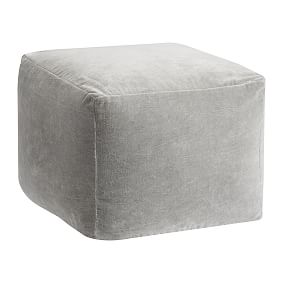 Velvet Gray Lounge Pouf