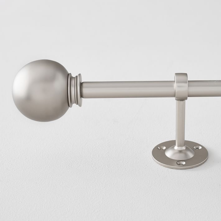 Classic Ball Finial &amp; Hardware Set - Brushed Nickel