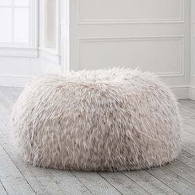 Snow Cat Faux-Fur Bean Bag Chair