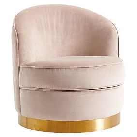 Lustre Velvet Blush Round Swivel Desk Chair