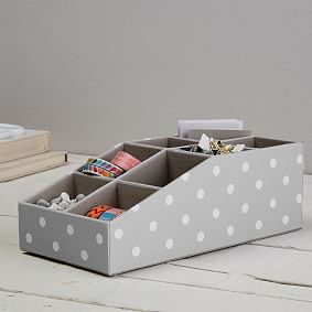 Eight Compartment Fabric Organizer, Gray Dottie