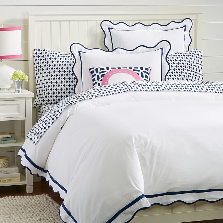 Vienna Scallop Duvet Cover, Royal Navy