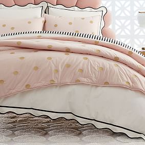 Pottery Barn offers PB Teen pink polka dot comforter with 2 shams