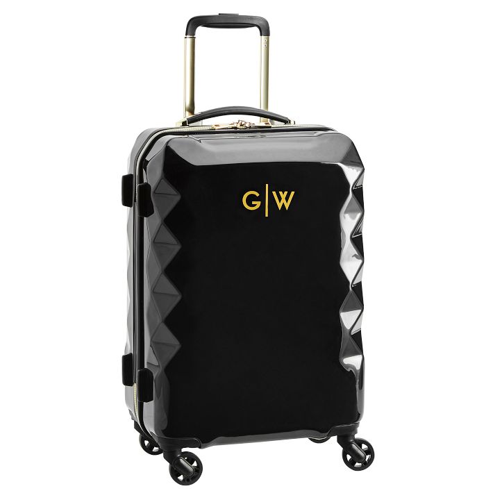 Luxe Hard Sided Black Carry On Spinner Suitcase