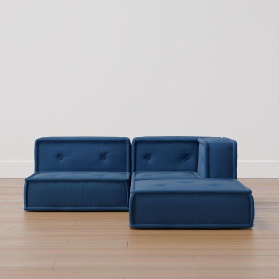 Cushy L Shaped Sectional Set Sherpa Charcoal MTO