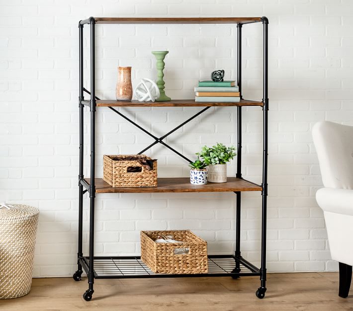 Rolling Industrial 40&quot; Bookshelf