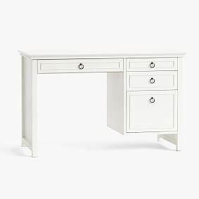 Elsie Single Pedestal Storage Desk, Simply White