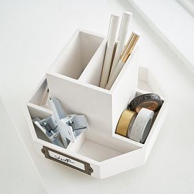 Classic Wooden Desk Rotating Organizer