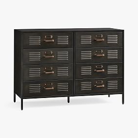 Locker 8-Drawer Wide Dresser, Black Metal