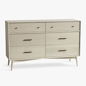 west elm x pbt Mid-Century 6-Drawer Wide Dresser, Pebble