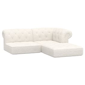 Cushy Roll Arm Sectional Set, Sherpa Ivory, IDS