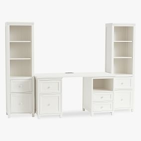 Beadboard Smart Storage Desk &amp; Bookcase Set, Simply White