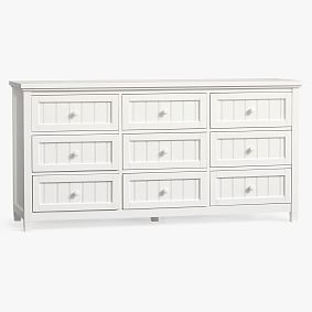 Beadboard 9-Drawer Wide Dresser, Simply White