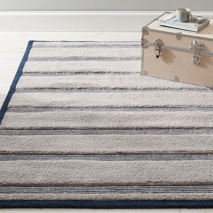 Stripe Wool Rug - Navy