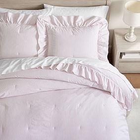 Washed Cotton Ruffle Stripe Comforter