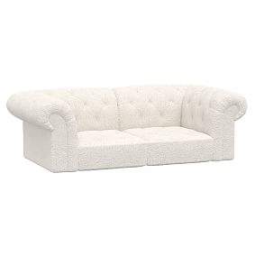 Cushy Roll Arm Loveseat Set, Sherpa Ivory, IDS