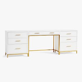 Blaire Writing Desk + Drawer Storage Set, Simply White