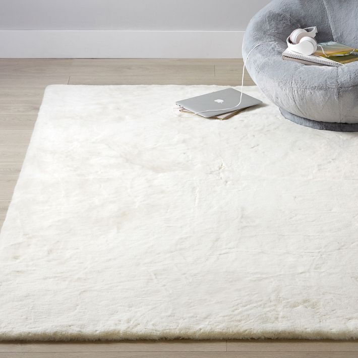 Washable Faux-Bunny Fur Rug