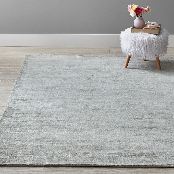 Solid Viscose Rug - Light Grey