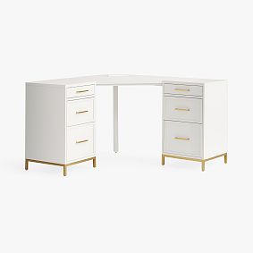 Blaire Smart Corner Desk, Simply White