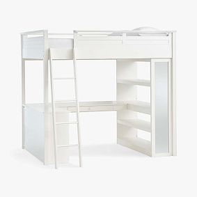 Sleep & Study® Loft Bed with Mirror, Double, Simply White