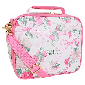 LoveShackFancy Pink Floral Ribbon Backpack and Cold Pack Lunch Box Bundle, Set of 3