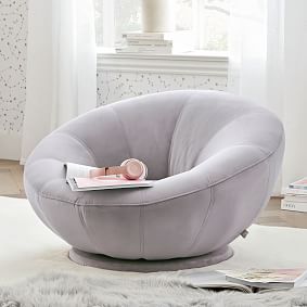 Performance Everyday Velvet Gray Groovy Swivel Chair