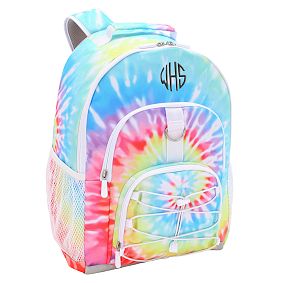 Rainbow Tie-Dye Backpack and Solid White Slim Water Bottle Bundle