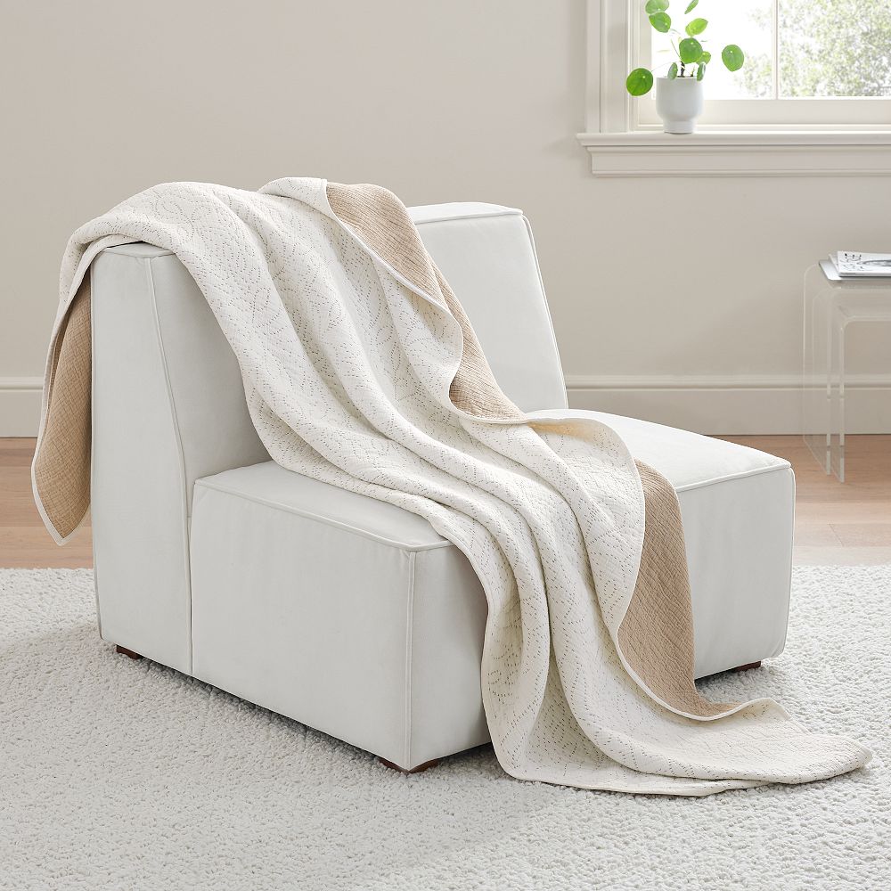 Pick-Stitch Floral Matelasse Blanket