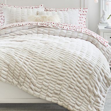 Ruched Faux-Fur Comforter