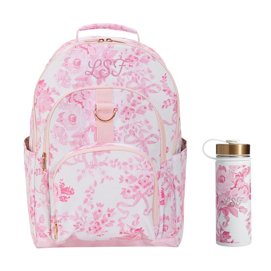 Gear Up LoveShackFancy Pink Damask Backpack Water Bottle Bundle Pottery Barn Teen