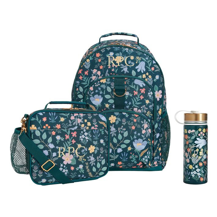 Gear-Up Rifle Paper Co. Bramble Fields Evergreen Backpack and Cold Pack Lunch Box Bundle, Set of 3