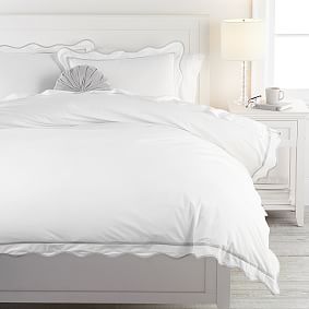Classic Scallop Trim Organic Duvet Cover